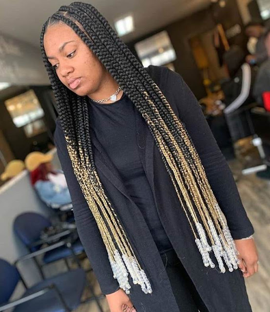Black and blonde box braids Box braids mixed with black and blonde