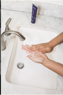 Washing hand before cleaning face