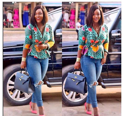 Latest Ankara tops with jeans trousers
