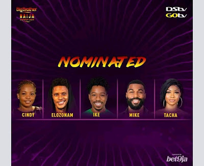 BBNaija Eviction Cindy, Elozonam, Ike, Mike and Tacha are up for possible eviction