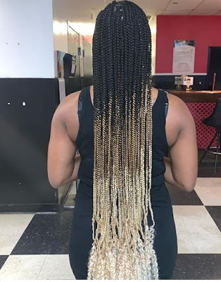 Black and blonde box braids Box braids mixed with black and blonde