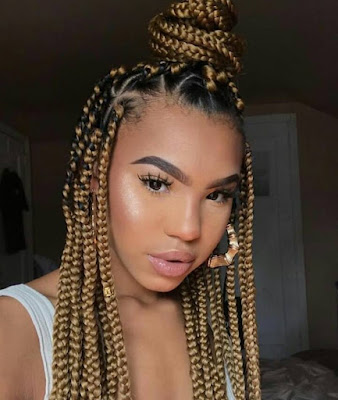 Black and blonde box braids Box braids mixed with black and blonde