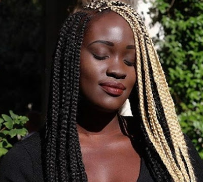 Black and blonde box braids Box braids mixed with black and blonde