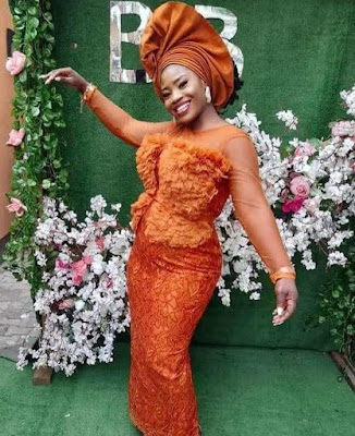 Orange colour Aso Ebi Lace Styles Orange/Burnt Orange Colour Aso Ebi Lace Styles