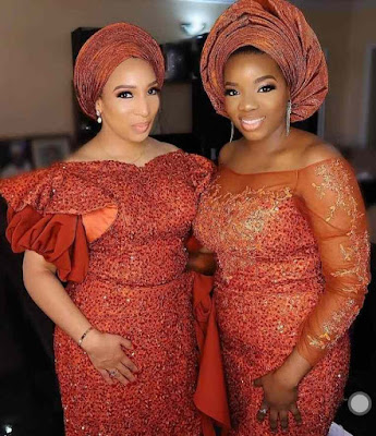 Orange colour Aso Ebi Lace Styles Orange/Burnt Orange Colour Aso Ebi Lace Styles