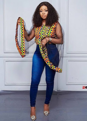 Latest Ankara tops with jeans trousers