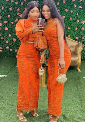 Orange colour Aso ebi lace styles Orange/Burnt Orange Colour Aso Ebi Lace Styles