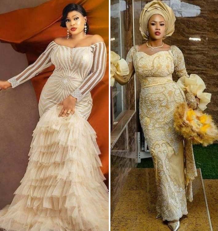 Champagne Gold Colour Lace Styles for Ladies