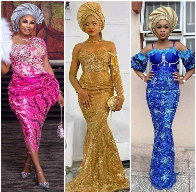 Wedding Aso ebi styles with lace Nigerian Wedding Aso Ebi styles with lace