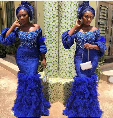 Royal blue lace styles for wedding