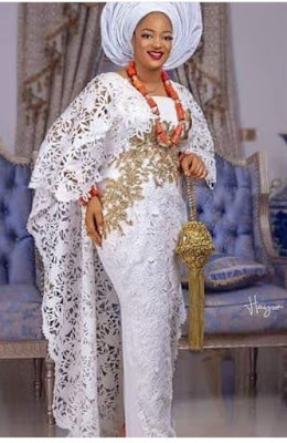 Latest White Lace Styles for Aso Ebi and Owambe