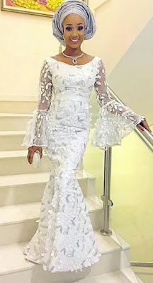 Latest White Lace Styles for Aso Ebi and Owambe