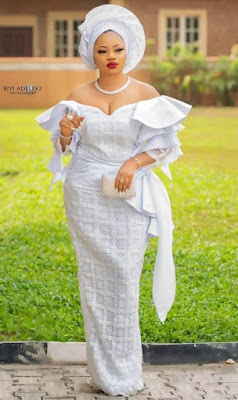 Latest White Lace Styles for Aso Ebi and Owambe