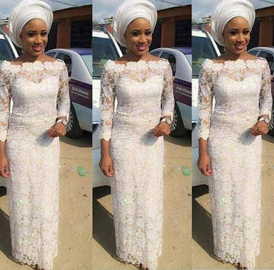 Latest White Lace Styles for Aso Ebi and Owambe