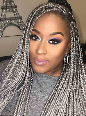 Grey braids styles