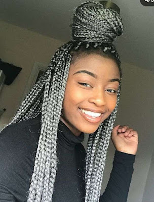 Grey braids styles