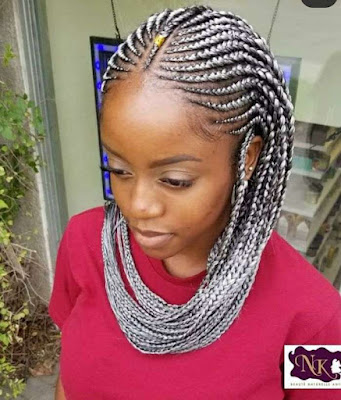 Grey braids styles