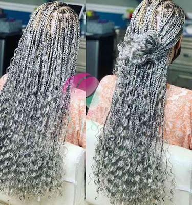 Grey braids styles