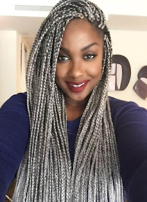 Grey braids styles