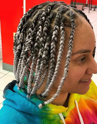 Grey braids styles