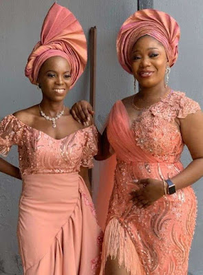 Pink Asoebi Styles Pink Asoebi Styles with Lace