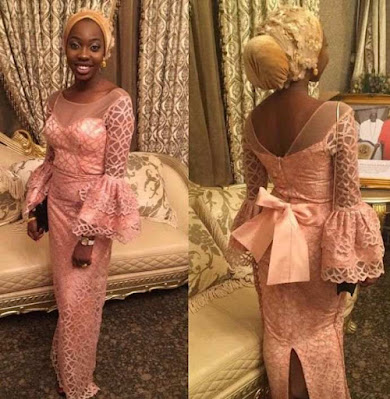 Pink Asoebi Styles Pink Asoebi Styles with Lace