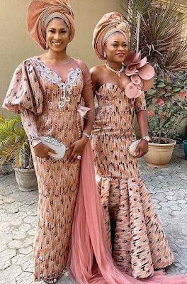 Pink Asoebi Styles Pink Asoebi Styles with Lace