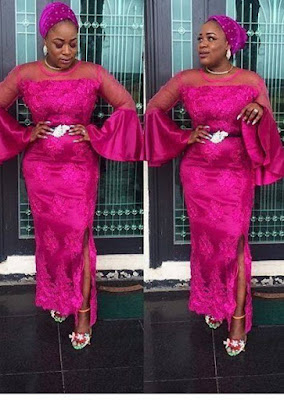 Pink Asoebi Styles Pink Asoebi Styles with Lace