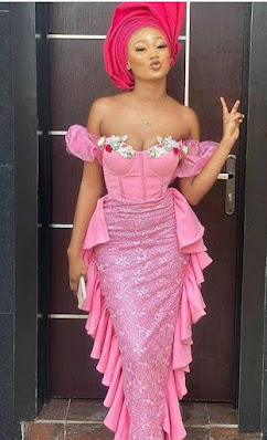Pink Asoebi Styles Pink Asoebi Styles with Lace
