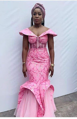 Pink Asoebi Styles Pink Asoebi Styles with Lace