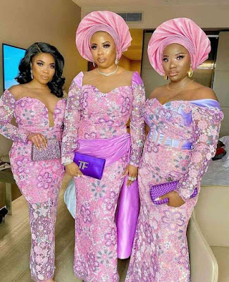 Pink lace styles Pink Asoebi Styles with Lace