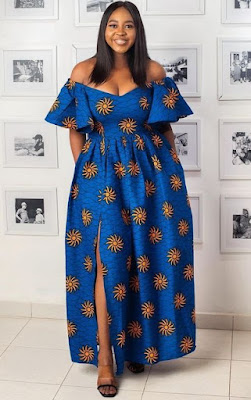 Off shoulder Ankara Gown Styles Latest off shoulder Ankara Gown Styles