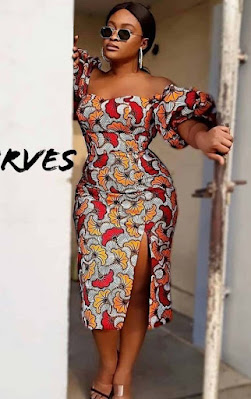 Off shoulder Ankara Gown styled Latest off shoulder Ankara Gown Styles