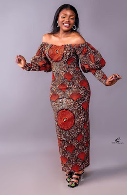 Off shoulder Ankara gown styles Latest off shoulder Ankara Gown Styles