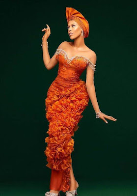 Orange Colour Aso Ebi Lace Styles Orange/Burnt Orange Colour Aso Ebi Lace Styles