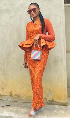 Orange Colour Aso Ebi Lace Styles Orange/Burnt Orange Colour Aso Ebi Lace Styles