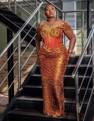 Orange Colour Aso Ebi Lace Styles Orange/Burnt Orange Colour Aso Ebi Lace Styles