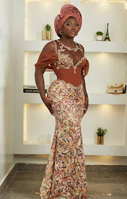 Orange Colour Aso Ebi Lace Styles Orange/Burnt Orange Colour Aso Ebi Lace Styles