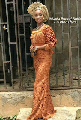 Orange Colour Aso Ebi Lace Styles Orange/Burnt Orange Colour Aso Ebi Lace Styles