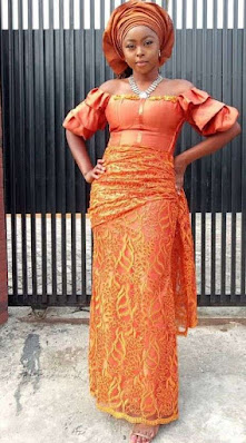Orange Colour Aso Ebi Lace Styles Orange/Burnt Orange Colour Aso Ebi Lace Styles
