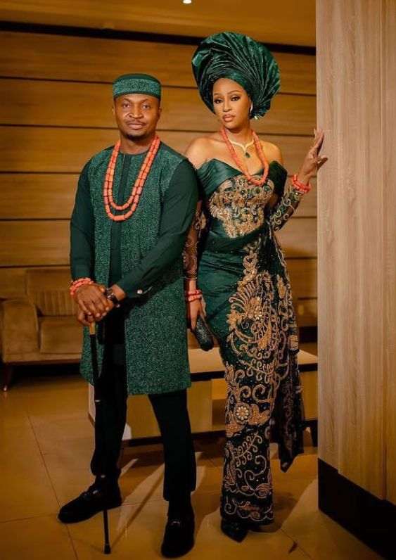 Asoebi Styles from Comedian Funnybone White Wedding 