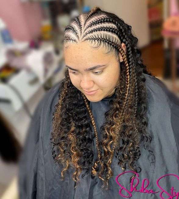 Beautiful half cornrows half curls hairstyles