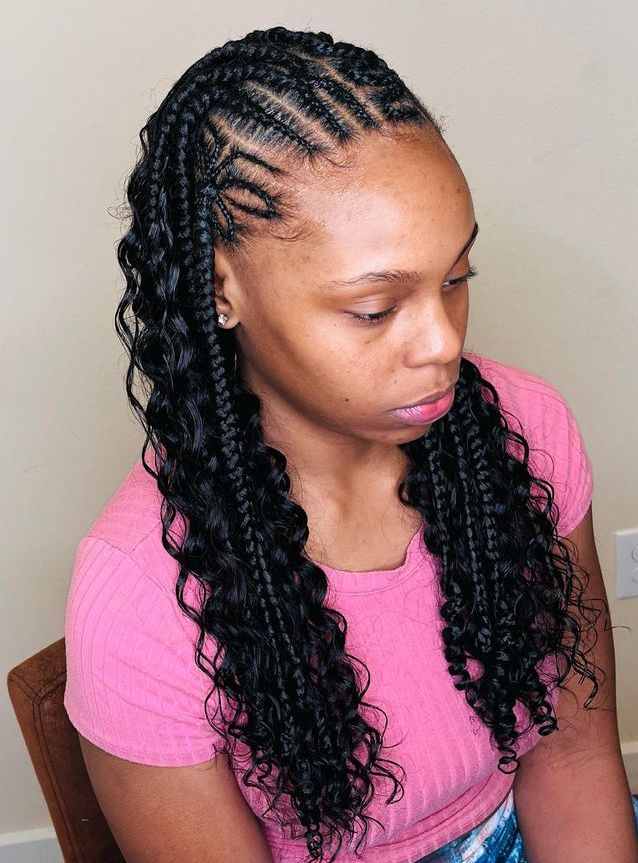 Beautiful half cornrows half curls hairstyles