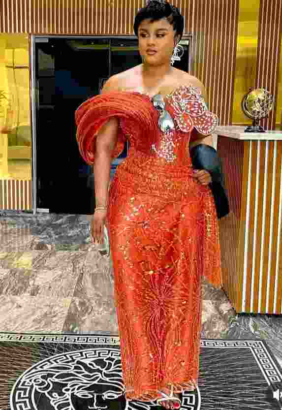 Stunning Burnt Orange Aso Ebi Styles from Ruby Ojiakor's Wedding