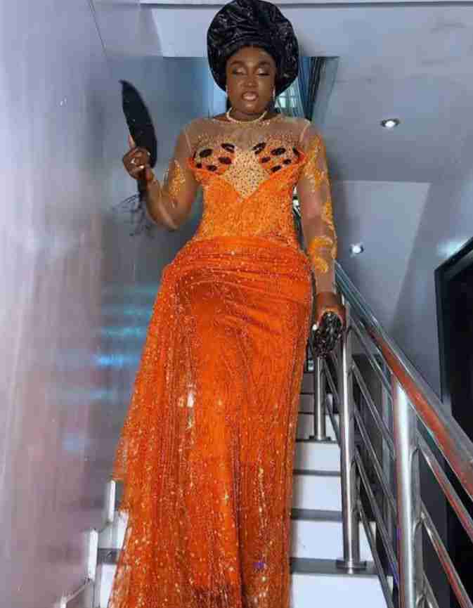 Stunning Burnt Orange Aso Ebi Styles from Ruby Ojiakor's Wedding