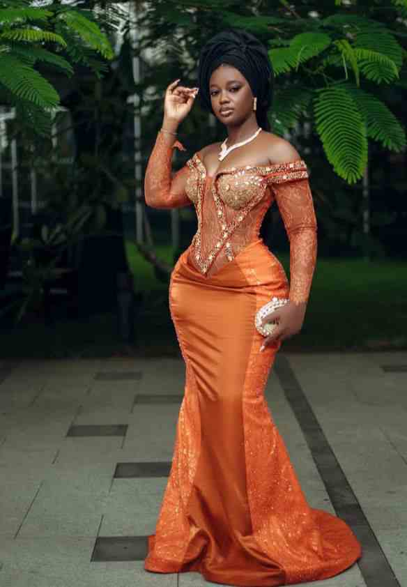 Stunning Burnt Orange Aso Ebi Styles from Ruby Ojiakor's Wedding