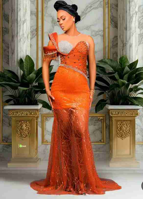 Stunning Burnt Orange Aso Ebi Styles from Ruby Ojiakor's Wedding