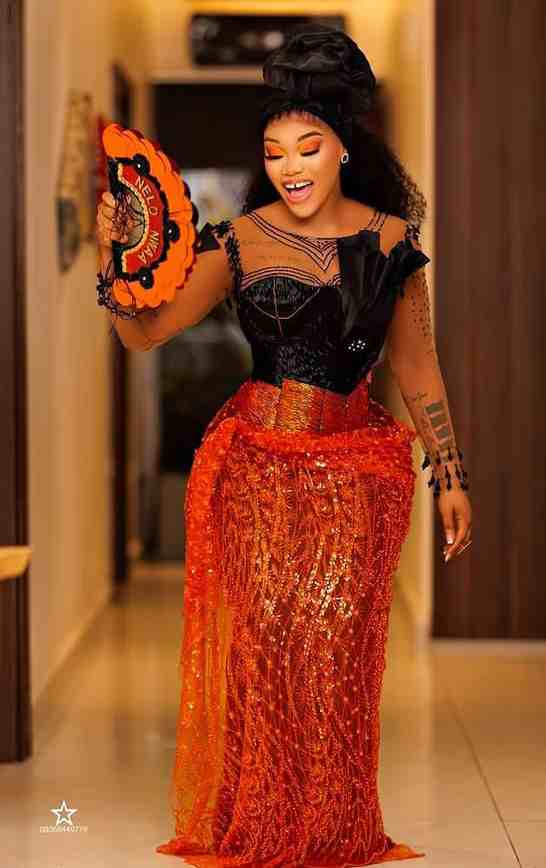 Stunning Burnt Orange Aso Ebi Styles from Ruby Ojiakor's Wedding