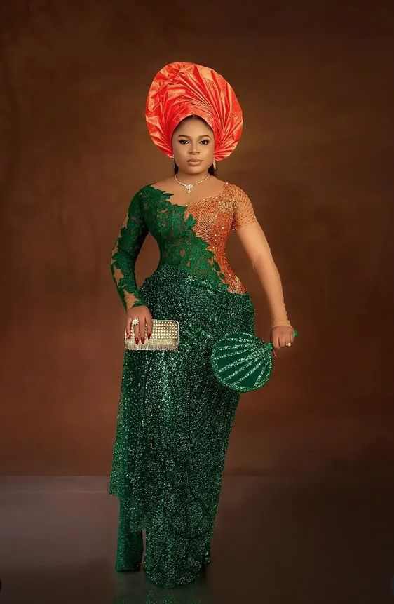 Green and Orange Asoebi Styles that we are loving this season