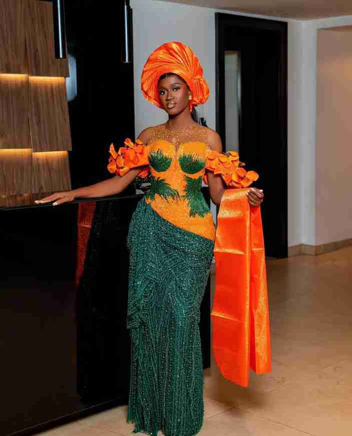 Green and Orange Asoebi Styles that we are loving this season